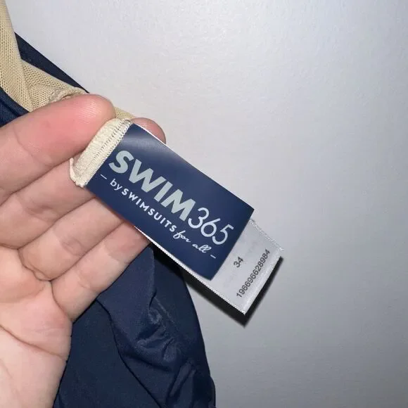 Swimsuits For All Women’s Floral Border Swim Dress Navy Blue Size 34 - Picture 5 of 6